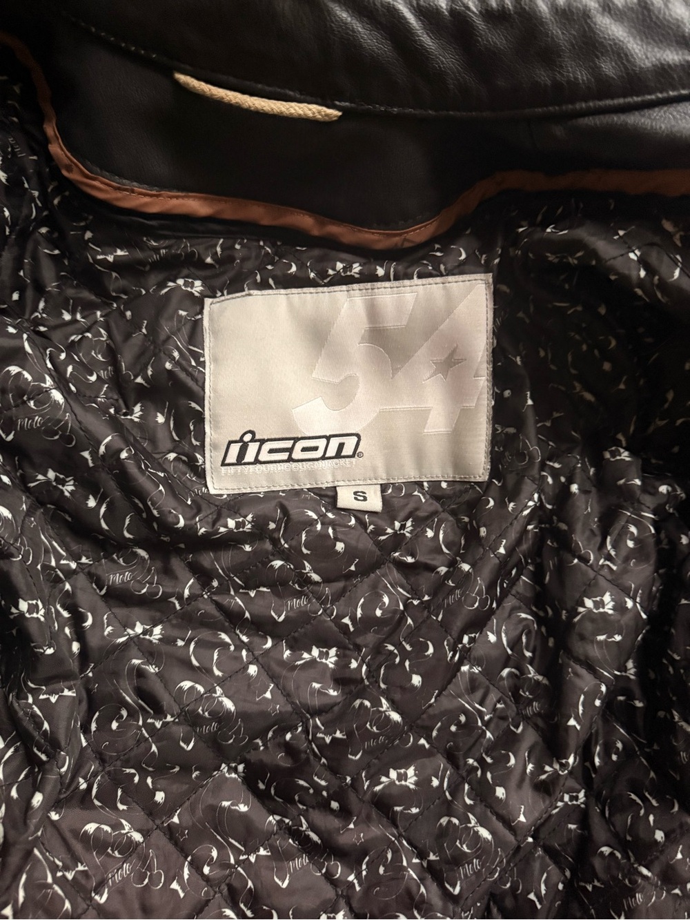 ICON Black Leather Jacket with Gray Elbow Patches - Picture 9 of 9